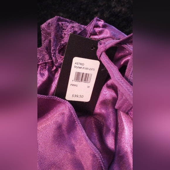 Frederick's of Hollywood M Purple Magic Astrid Satin Eyelash Babydoll 2piece set - Picture 9 of 12